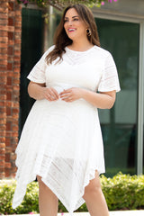 Plus Size Round Neck Short Sleeve Lace Trim Dress king-general-store-5710.myshopify.com