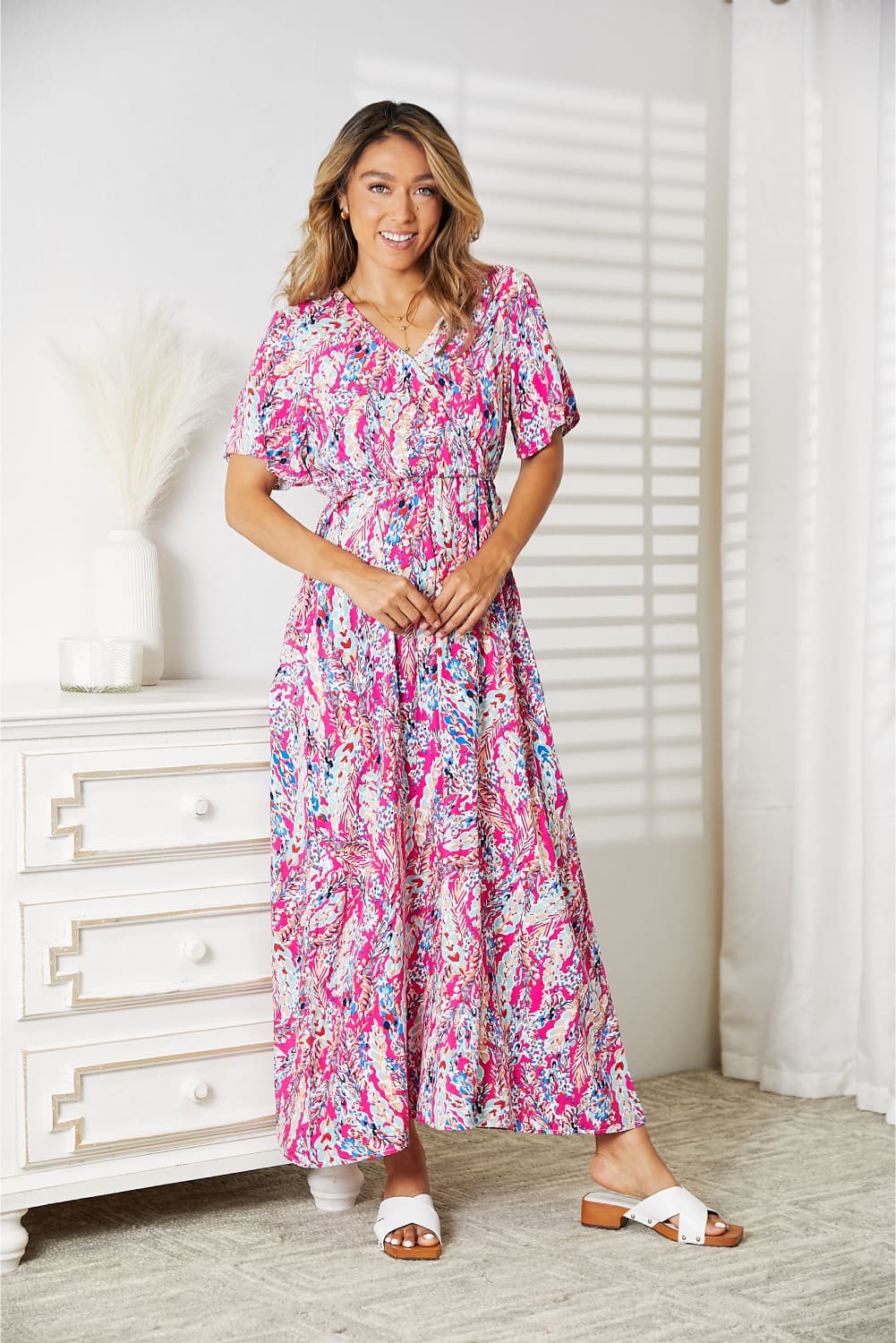 Double Take Multicolored V-Neck Maxi Dress king-general-store-5710.myshopify.com