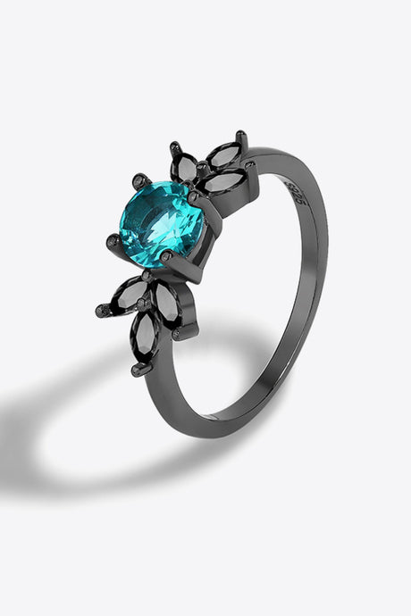 Paraiba Tourmaline and Zircon Leaf Ring king-general-store-5710.myshopify.com