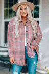 Plaid Curved Hem Dropped Shoulder Longline Shirt Jacket king-general-store-5710.myshopify.com