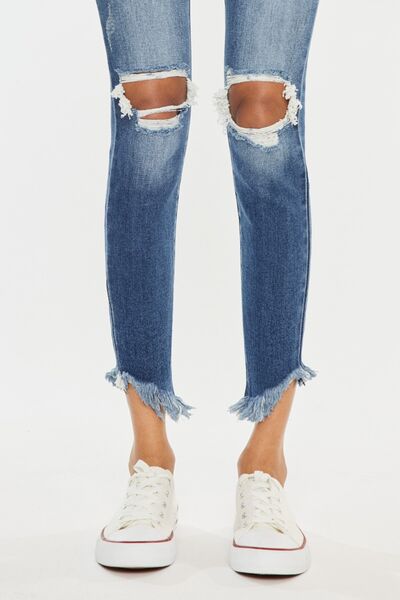 Kancan High Waist Distressed Raw Hem Ankle Skinny Jeans king-general-store-5710.myshopify.com