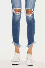 Kancan High Waist Distressed Raw Hem Ankle Skinny Jeans king-general-store-5710.myshopify.com