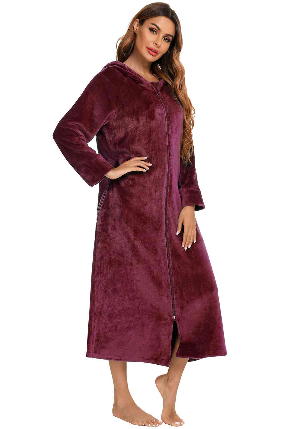 Zip Front Hooded Night Dress with Pockets king-general-store-5710.myshopify.com