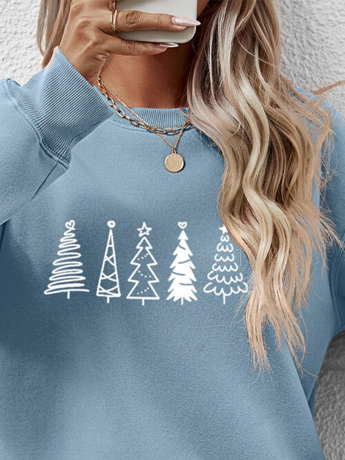 Christmas Tree Graphic Drop Shoulder Sweatshirt king-general-store-5710.myshopify.com