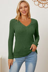 Basic Bae Full Size Ribbed V-Neck Long Sleeve T-Shirt king-general-store-5710.myshopify.com