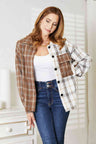 Double Take Plaid Contrast Button Up Shirt Jacket king-general-store-5710.myshopify.com