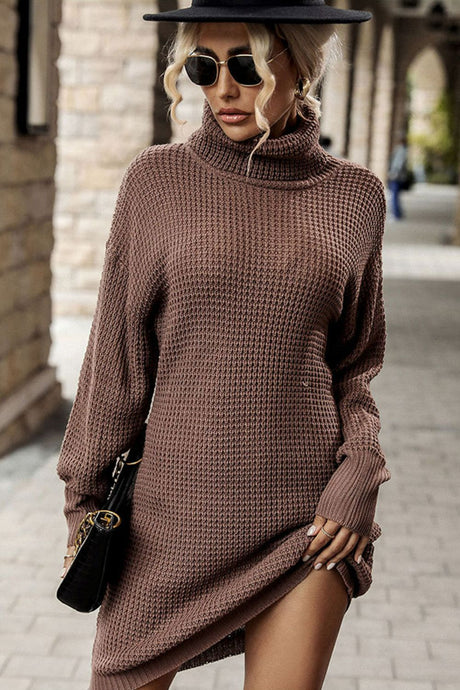 Turtleneck Dropped Shoulder Mini Sweater Dress king-general-store-5710.myshopify.com