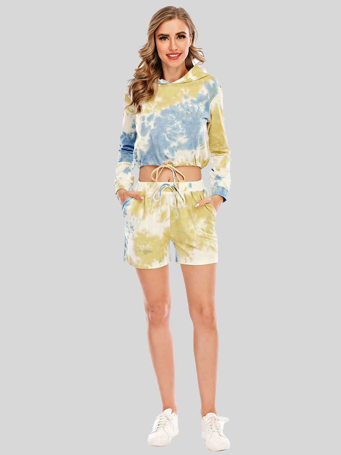 Tie-Dye Drawstring Hooded Top and Shorts Set king-general-store-5710.myshopify.com