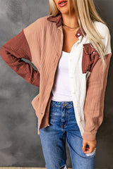 Color Block Textured Drop Shoulder Shacket king-general-store-5710.myshopify.com