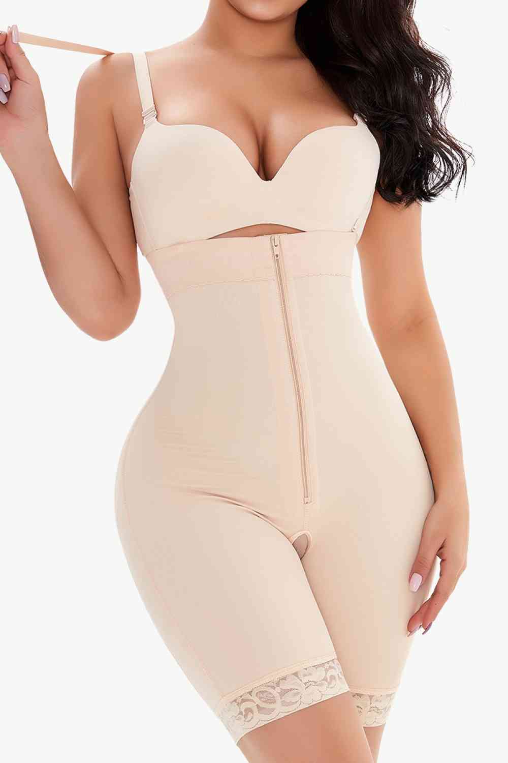 Full Size Lace Detail Zip-Up Under-Bust Shaping Bodysuit king-general-store-5710.myshopify.com