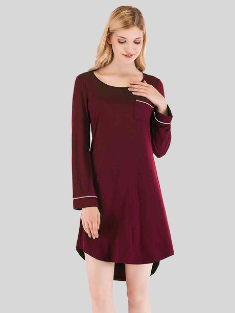 Round Neck Night Dress with Pocket king-general-store-5710.myshopify.com