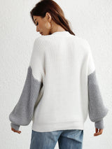 Two-Tone Rib-Knit Dropped Shoulder Sweater king-general-store-5710.myshopify.com