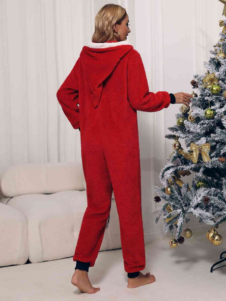 Zip Front Long Sleeve Hooded Teddy Lounge Jumpsuit king-general-store-5710.myshopify.com