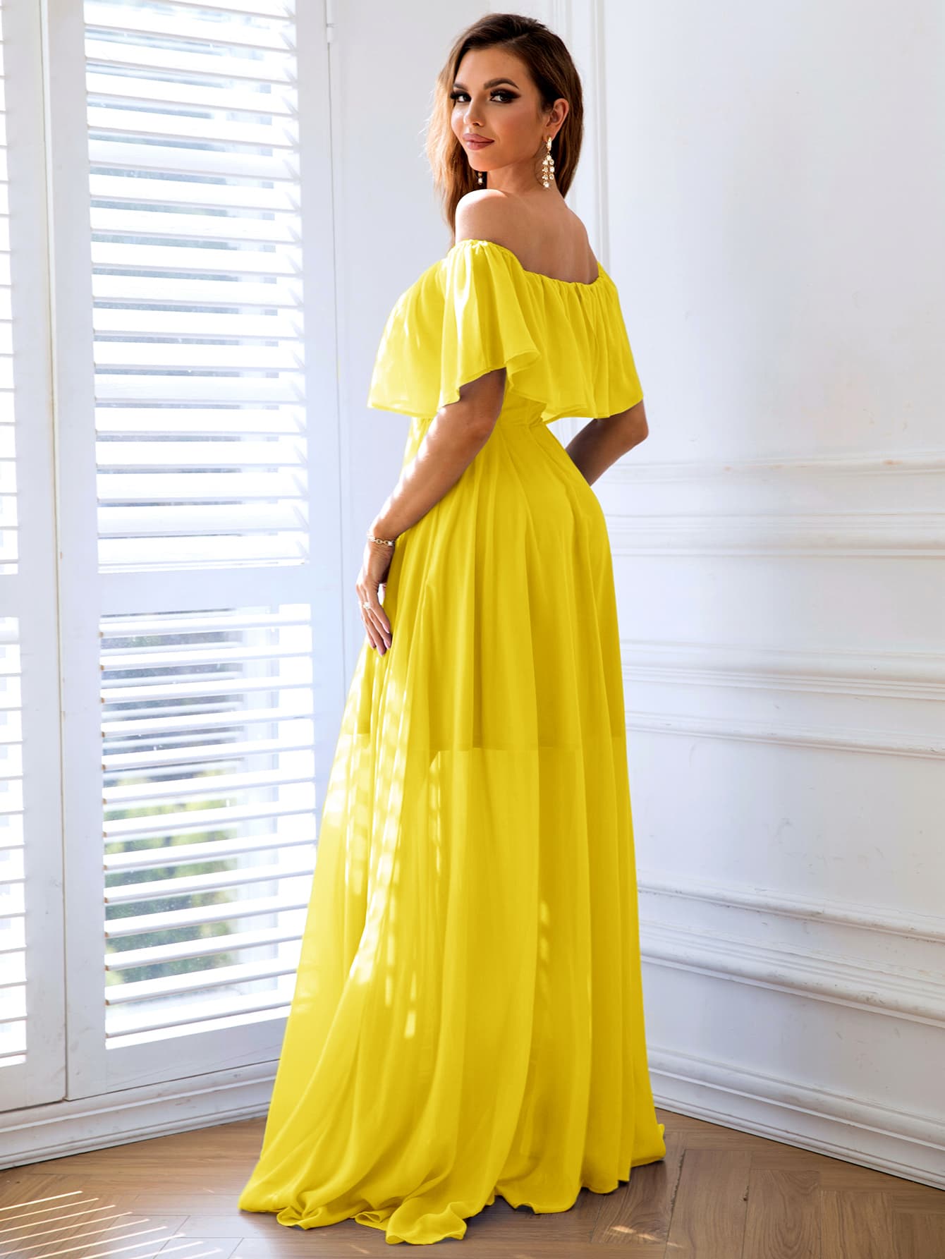 Off-Shoulder Layered Split Maxi Dress king-general-store-5710.myshopify.com