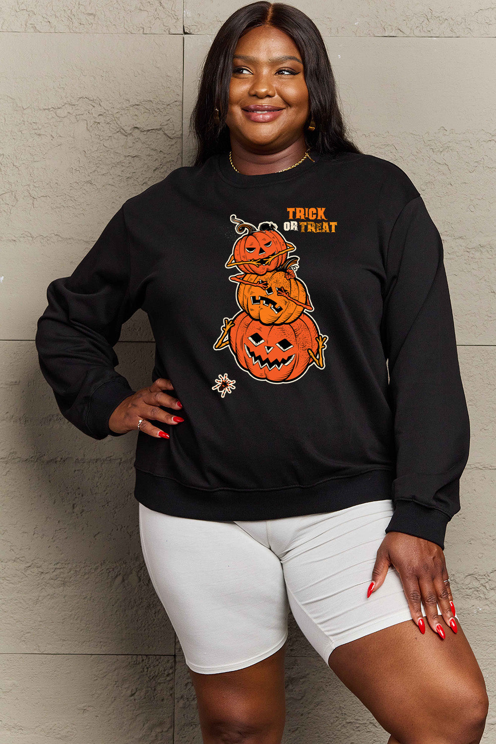 Simply Love Full Size TRICK OR TREAT Graphic Sweatshirt king-general-store-5710.myshopify.com