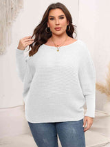 Full Size Boat Neck Batwing Sleeve Sweater king-general-store-5710.myshopify.com