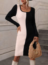 Woven Right Contrast Slit Sweater Dress king-general-store-5710.myshopify.com