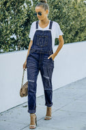 Pocketed Distressed Denim Overalls king-general-store-5710.myshopify.com