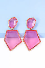 Geometrical Shape Zinc Alloy Frame Resin Dangle Earrings king-general-store-5710.myshopify.com