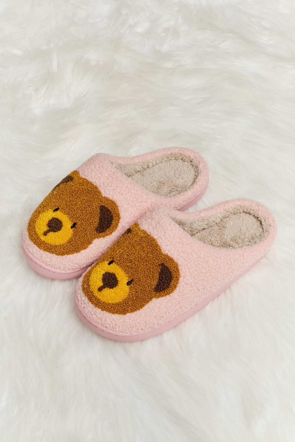 Melody Teddy Bear Print Plush Slide Slippers king-general-store-5710.myshopify.com