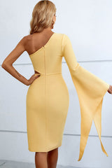 Cutout Split Flare Sleeve One-Shoulder Dress king-general-store-5710.myshopify.com