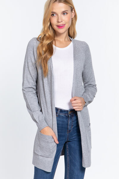 ACTIVE BASIC Open Front Long Sleeve Cardigan king-general-store-5710.myshopify.com
