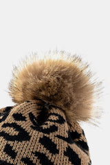 Leopard Pom-Pom Cuffed Beanie king-general-store-5710.myshopify.com