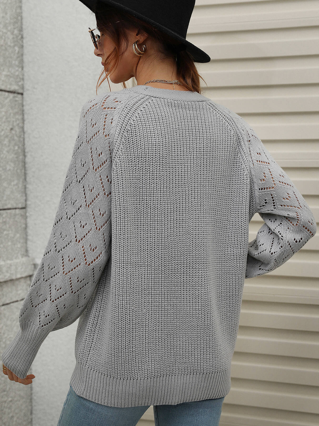 Double Take Rib-Knit Plunge Raglan Sleeve Cardigan king-general-store-5710.myshopify.com