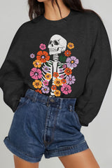 Simply Love Simply Love Full Size Flower Skeleton Graphic Sweatshirt king-general-store-5710.myshopify.com