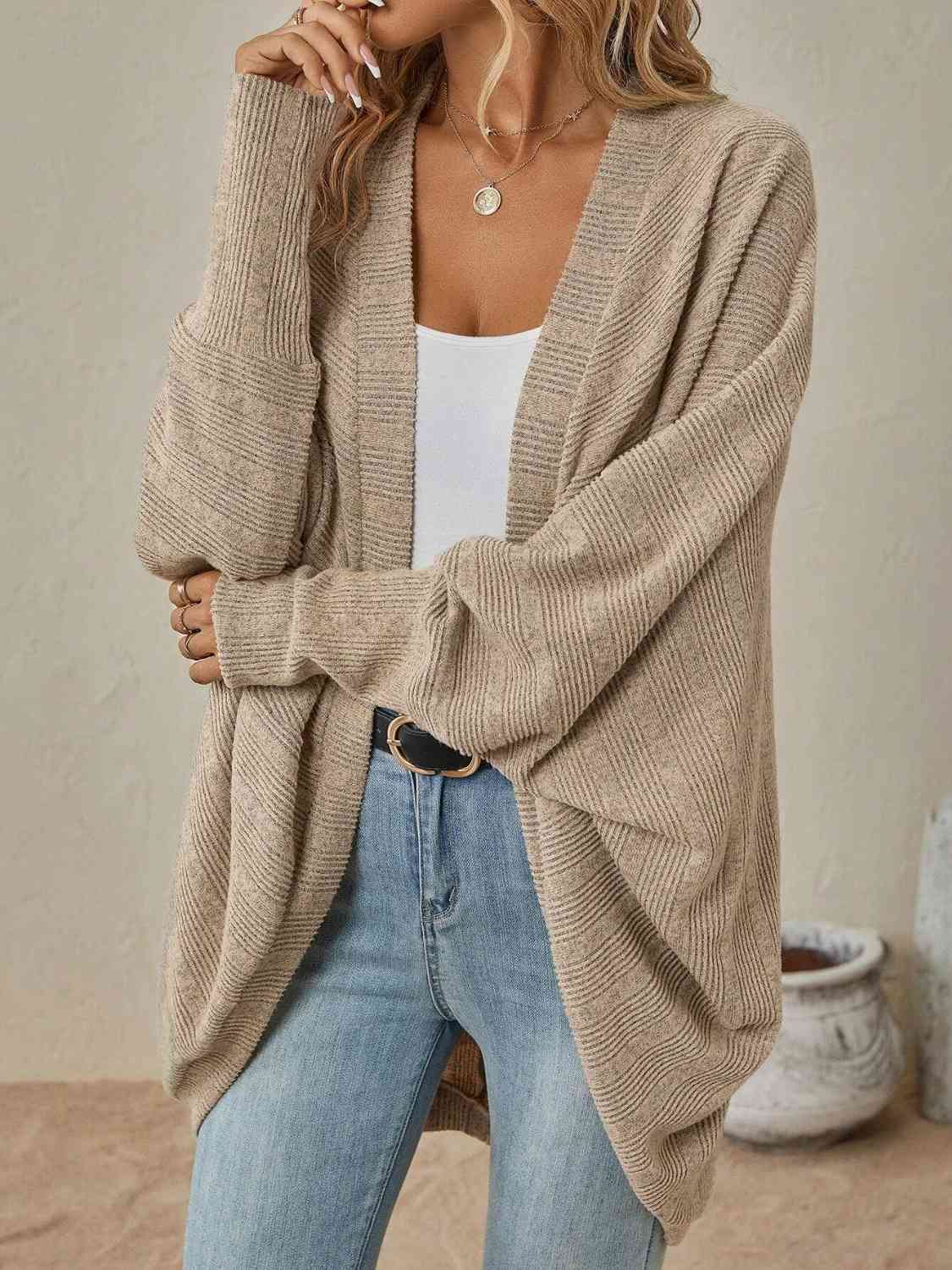 Open Front  Dropped Shoulder Cardigan king-general-store-5710.myshopify.com