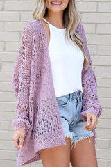 Openwork Open Front Long Sleeve Cardigan king-general-store-5710.myshopify.com