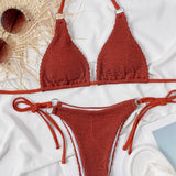 Textured Halter Neck Two-Piece Bikini Set