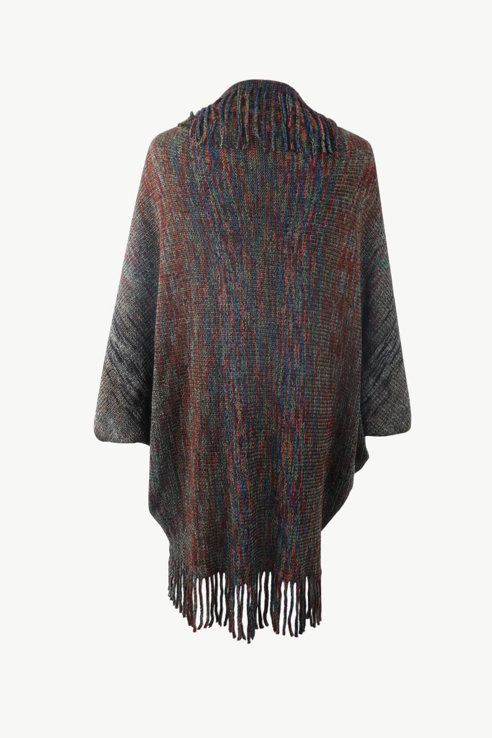 Multicolored Fringe Trim Poncho king-general-store-5710.myshopify.com