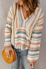 Striped Hooded Sweater with Kangaroo Pocket king-general-store-5710.myshopify.com