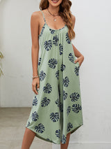 Botanical Print Spaghetti Strap Scoop Neck Jumpsuit king-general-store-5710.myshopify.com