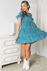 Double Take Short Flounce Sleeve Tiered Dress king-general-store-5710.myshopify.com