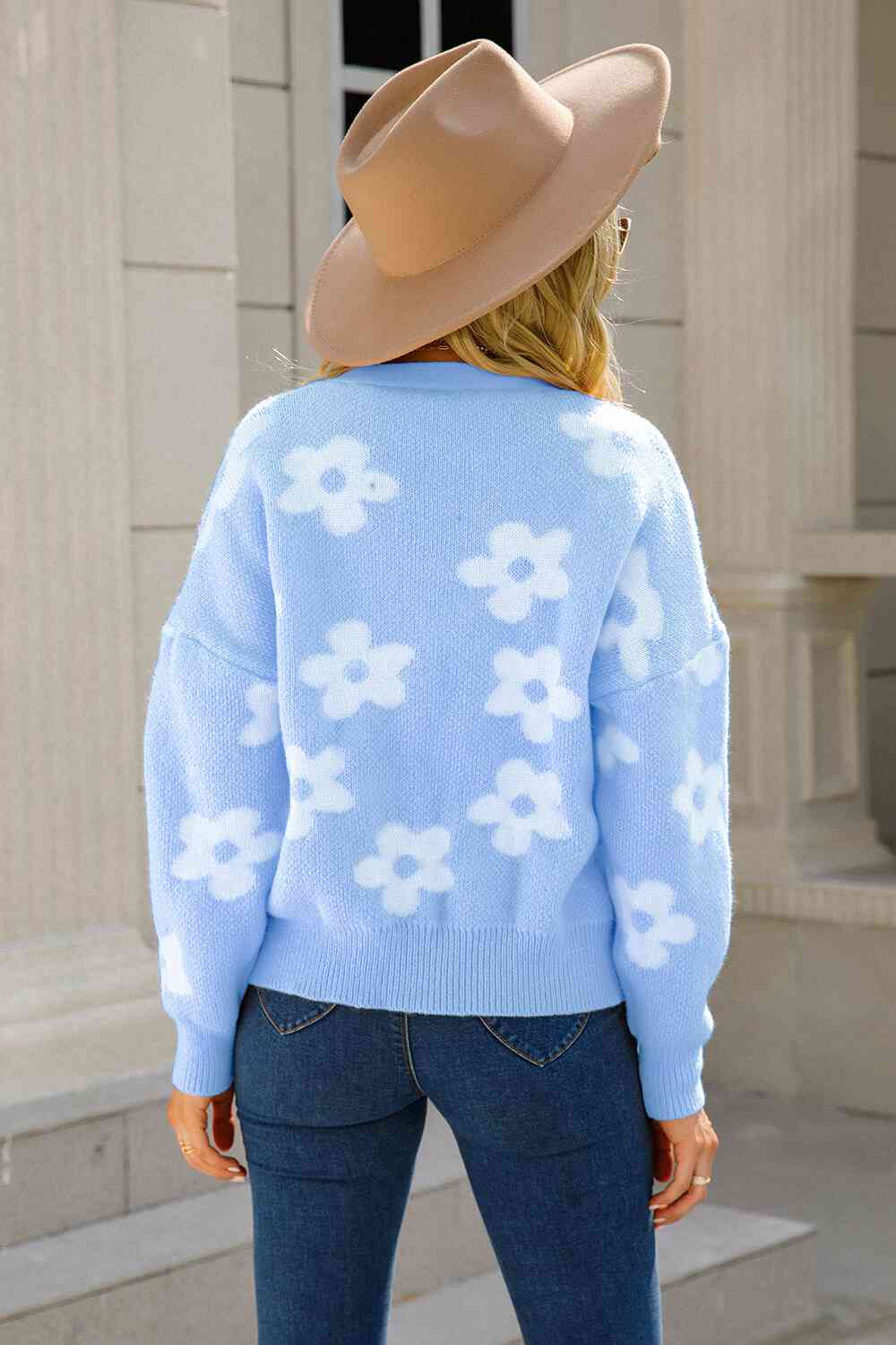 Floral Dropped Shoulder Button-Up Cardigan king-general-store-5710.myshopify.com