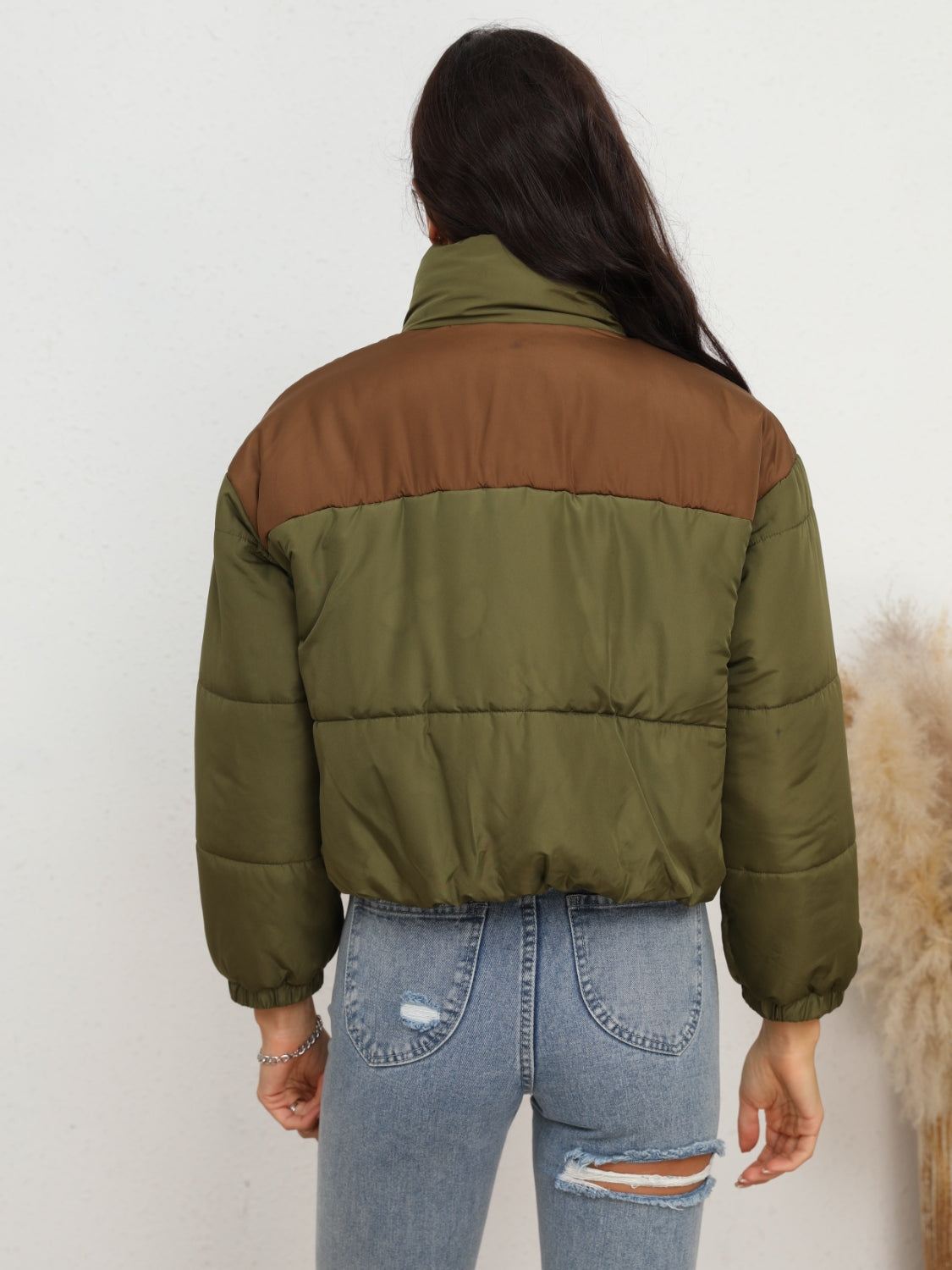 Two-Tone Zip-Up Puffer Jacket king-general-store-5710.myshopify.com