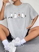 Round Neck Short Sleeve Ghost Graphic T-Shirt king-general-store-5710.myshopify.com