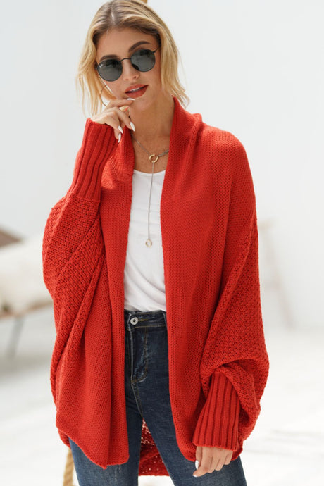 Dolman Sleeve Open Front Ribbed Trim Longline Cardigan king-general-store-5710.myshopify.com