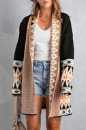 Geometric Open Front Long Sleeve Cardigan king-general-store-5710.myshopify.com