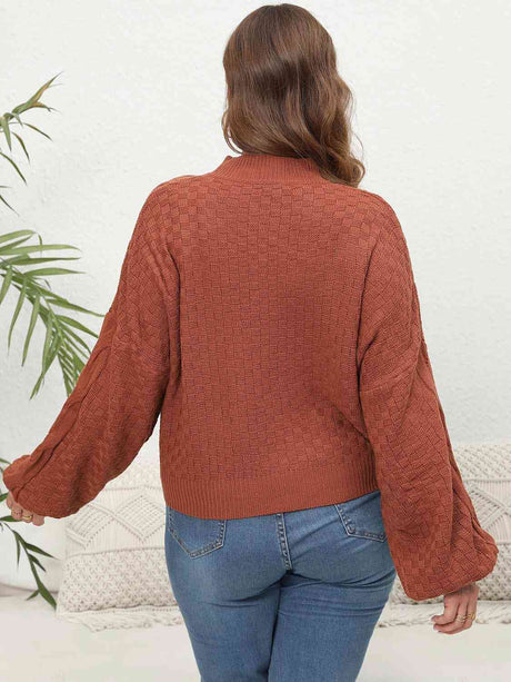 Plus Size Mock Neck Cable Knit Long Sleeve Sweater king-general-store-5710.myshopify.com