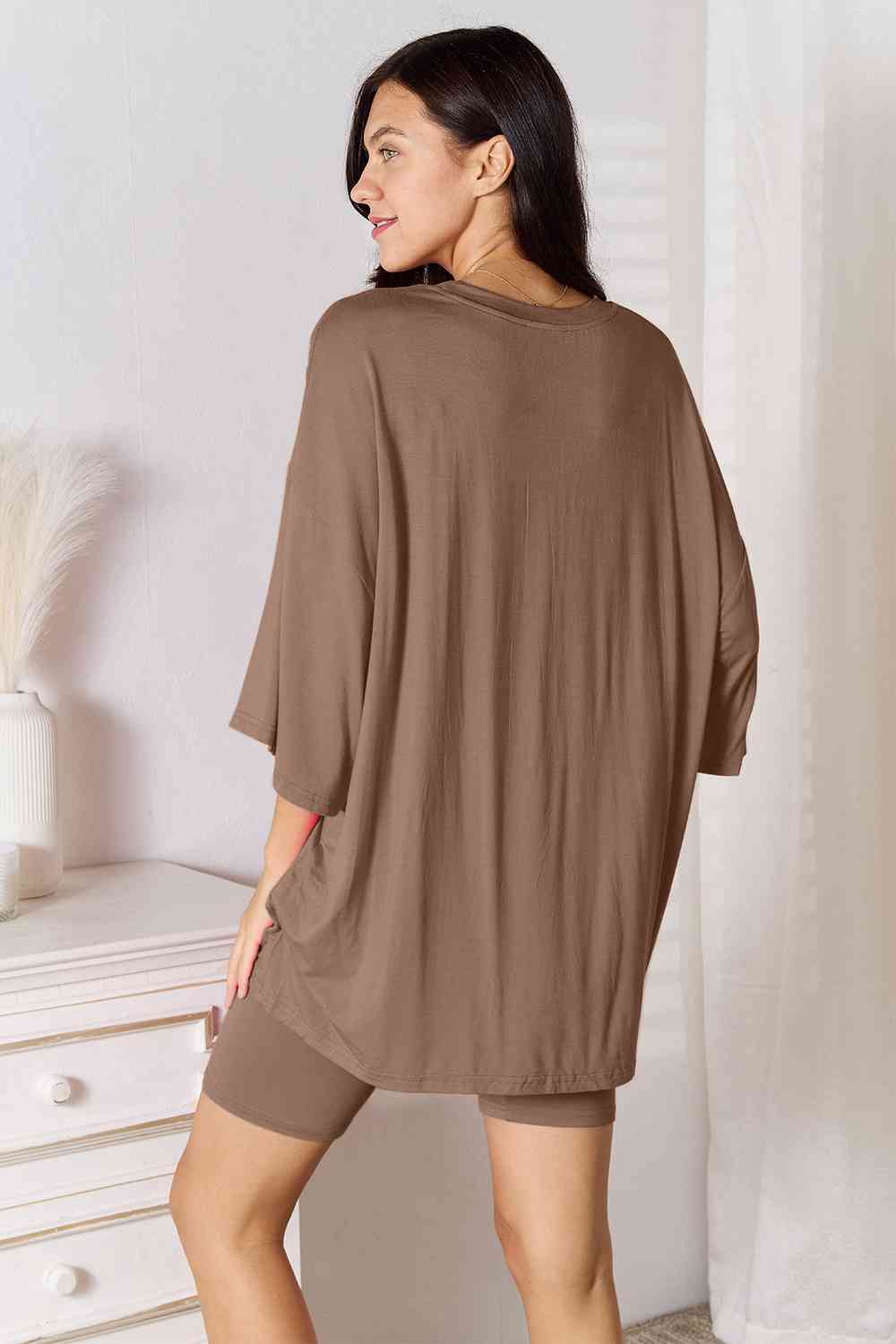 Basic Bae Full Size Soft Rayon Three-Quarter Sleeve Top and Shorts Set king-general-store-5710.myshopify.com