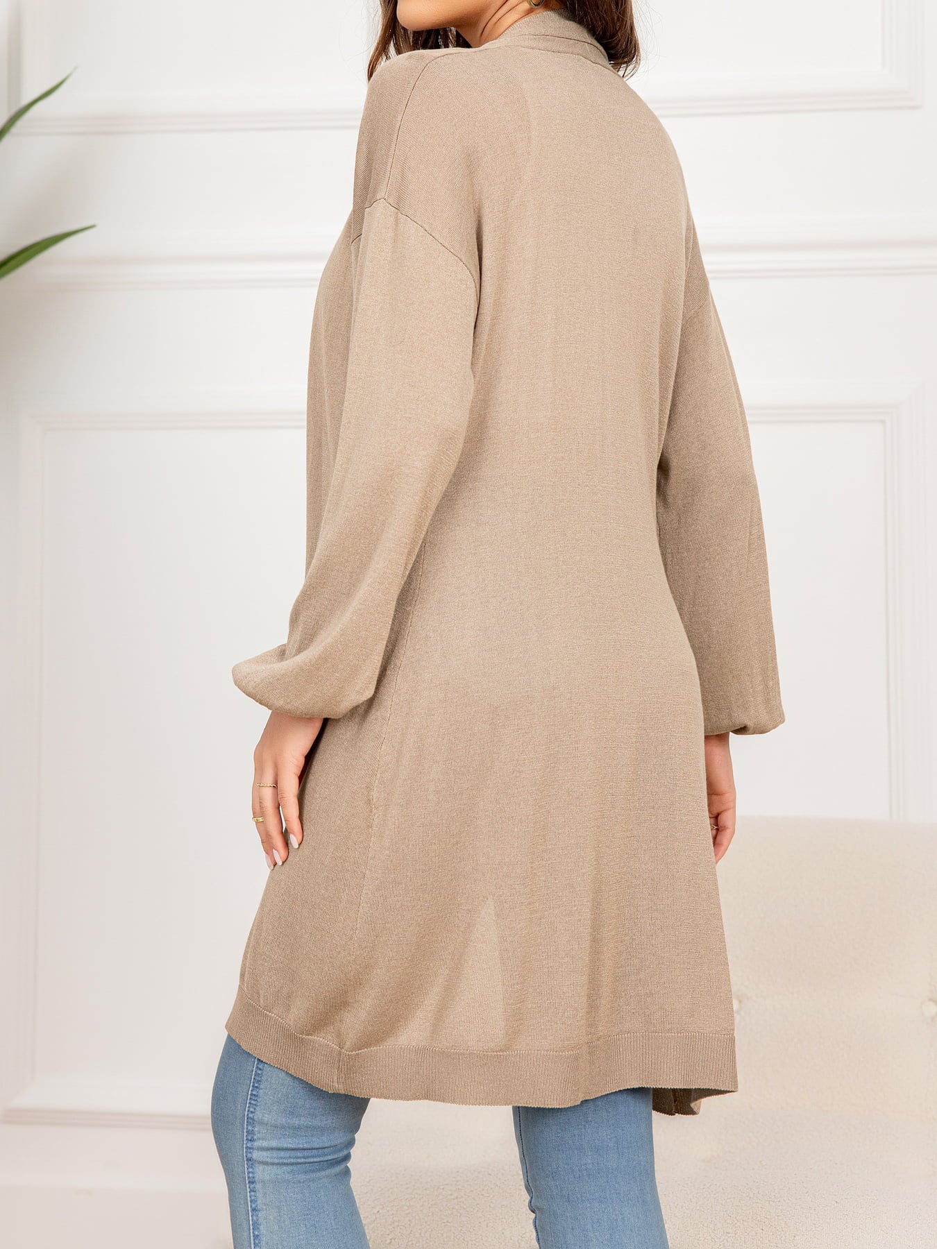 Dropped Shoulder Open Front Longline Cardigan king-general-store-5710.myshopify.com