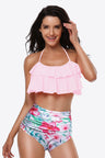 Two-Tone Ruffled Halter Neck Two-Piece Swimsuit king-general-store-5710.myshopify.com