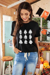 Round Neck Short Sleeve Ghost Graphic T-Shirt king-general-store-5710.myshopify.com