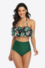 Two-Tone Ruffled Halter Neck Two-Piece Swimsuit king-general-store-5710.myshopify.com