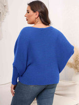 Full Size Boat Neck Batwing Sleeve Sweater king-general-store-5710.myshopify.com