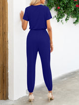 Short Sleeve V-Neck Jumpsuit with Pockets king-general-store-5710.myshopify.com