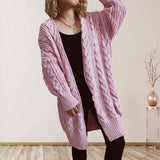 Cable-Knit Open Front Dropped Shoulder Cardigan king-general-store-5710.myshopify.com